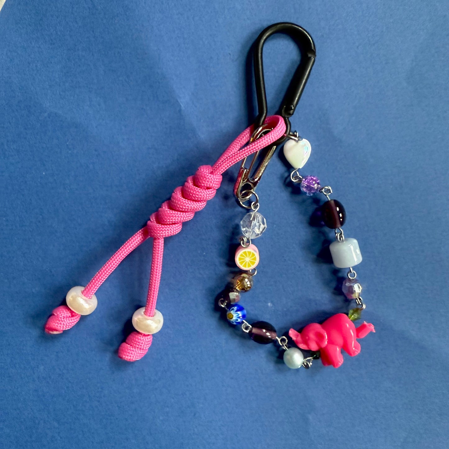 Bead and paracord keyring charm