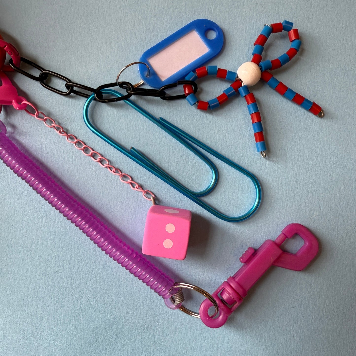 Bag charm blue fluffy