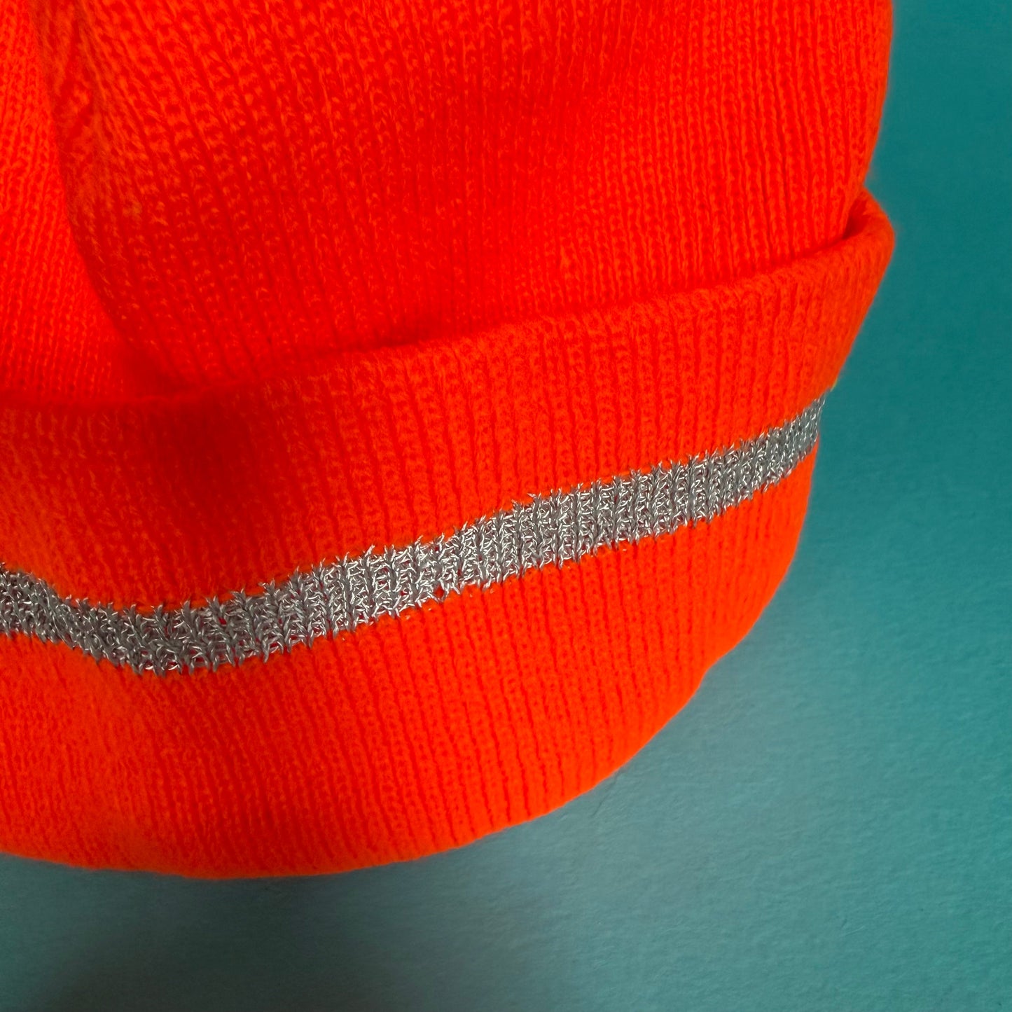 Neon orange beanie with reflective stripe