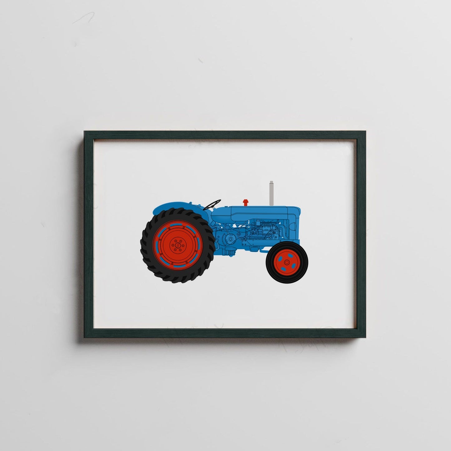 Fordson Major Tractor print blue