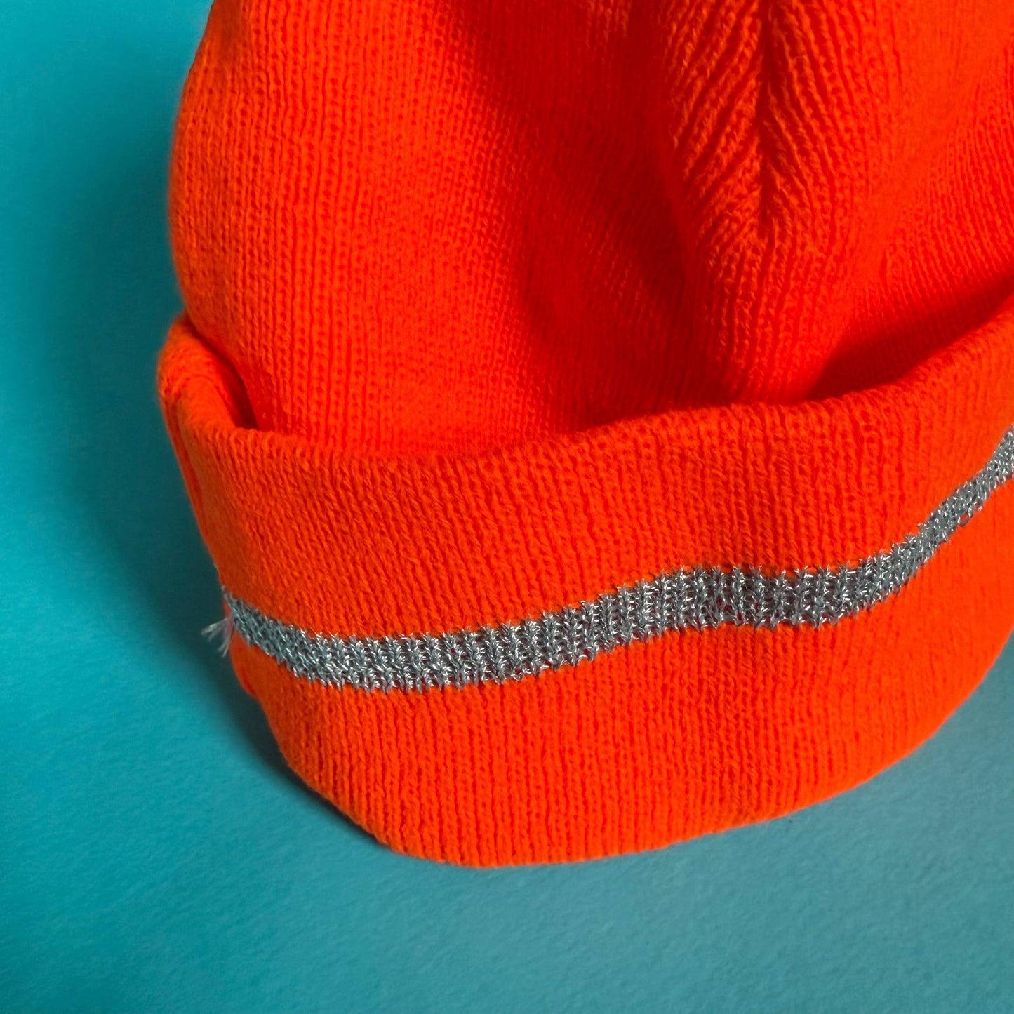 Neon orange beanie with reflective stripe