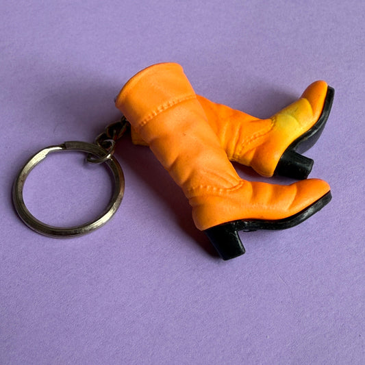 Neon 80s plastic orange boots charm