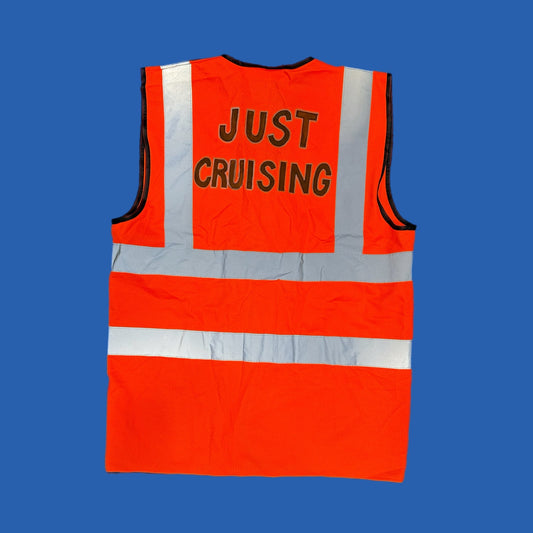 High vis vest with reflective tape 'Just Cruising'