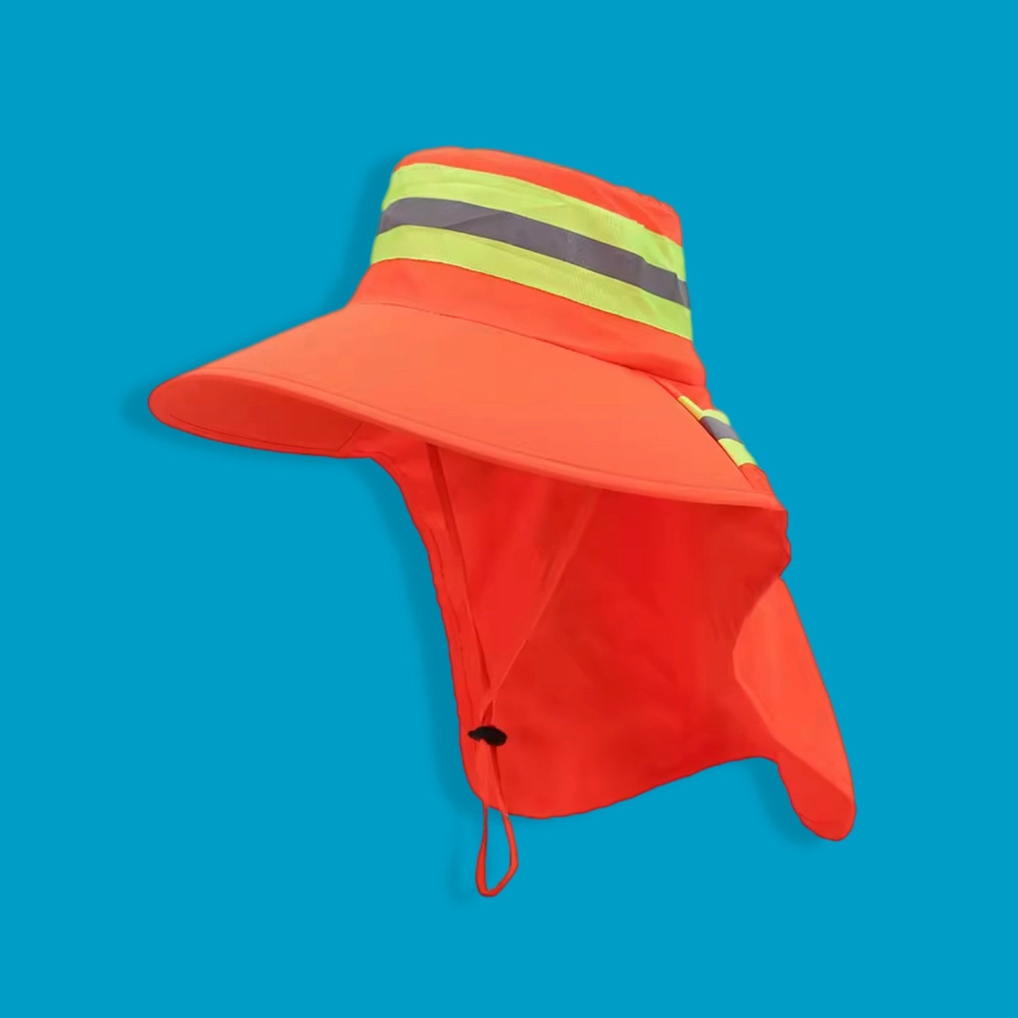 Neon orange reflective rain and sun hat