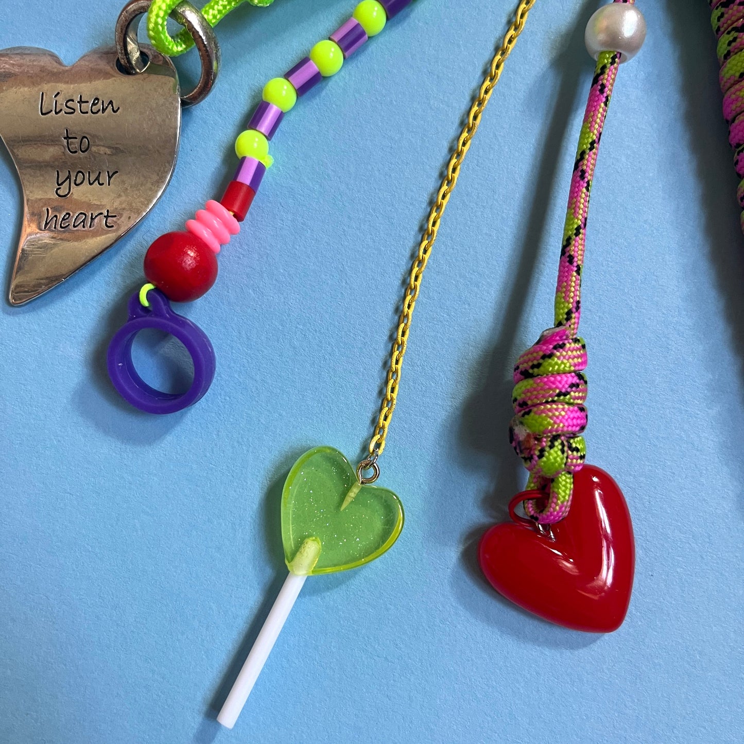 Bag charm and keyring fluffy neon