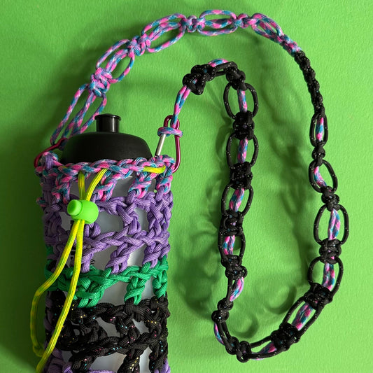 Paracord crocheted bottle bag