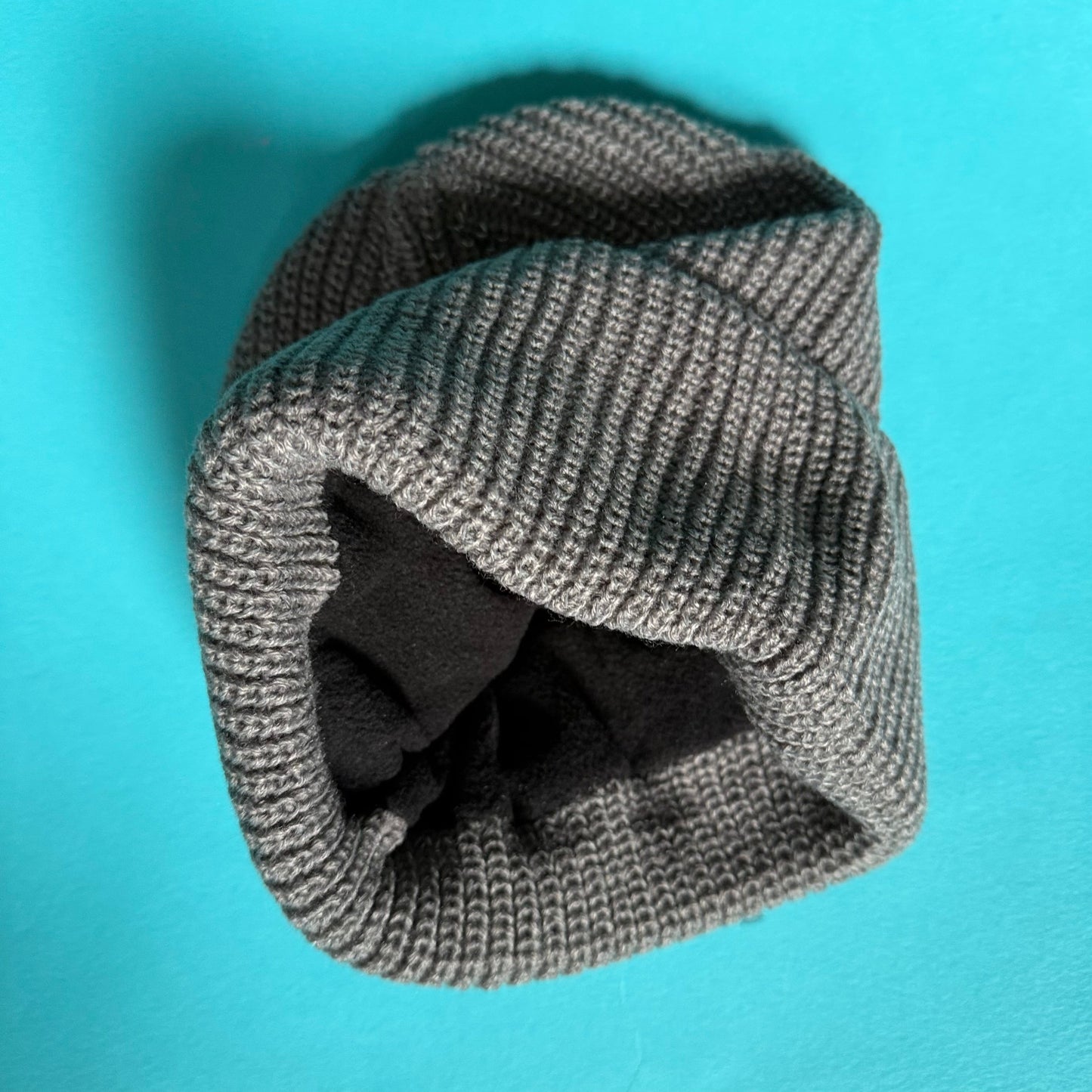 Gray beanie with reflective yarn