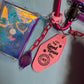 Bag charm and keyring pink purple