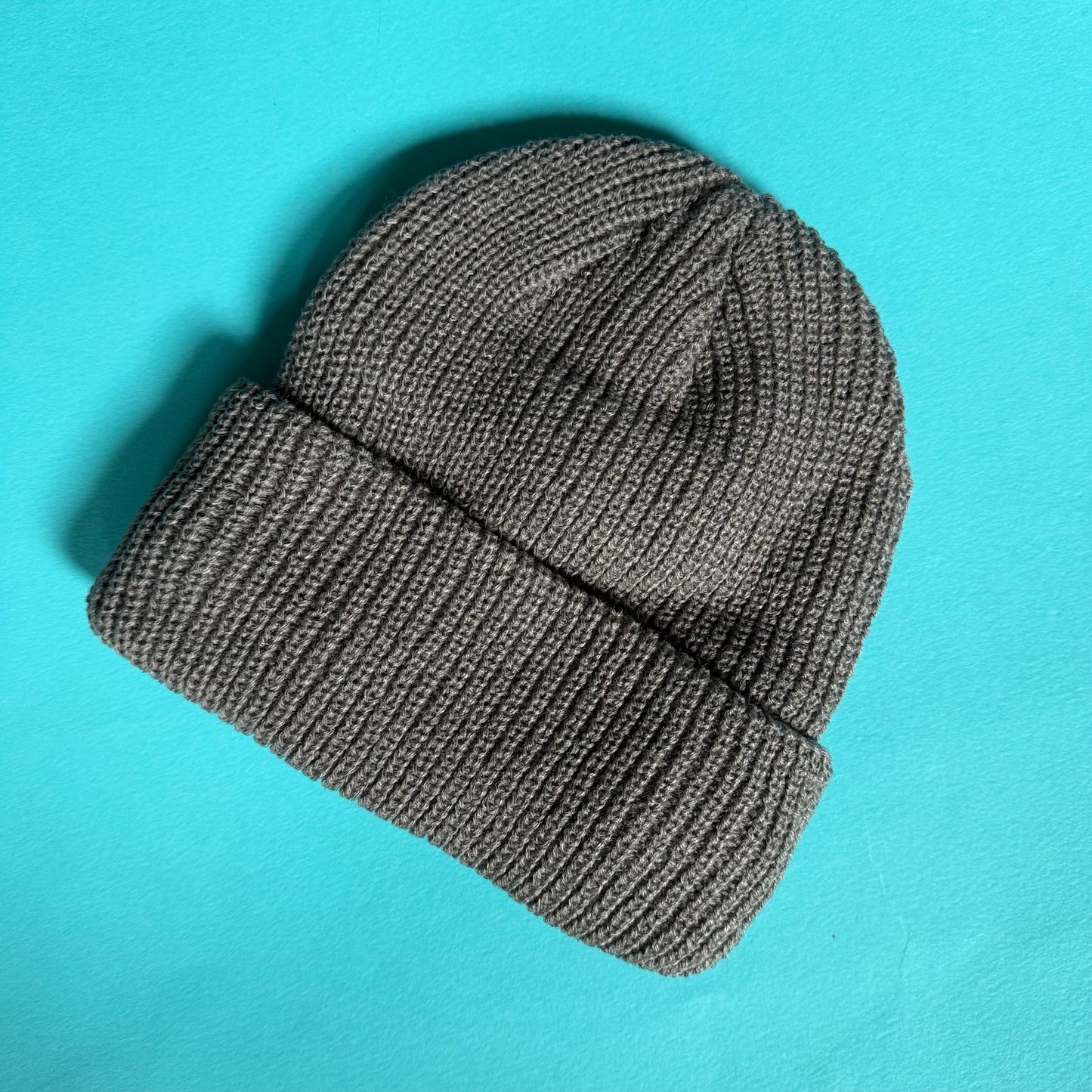 Gray beanie with reflective yarn