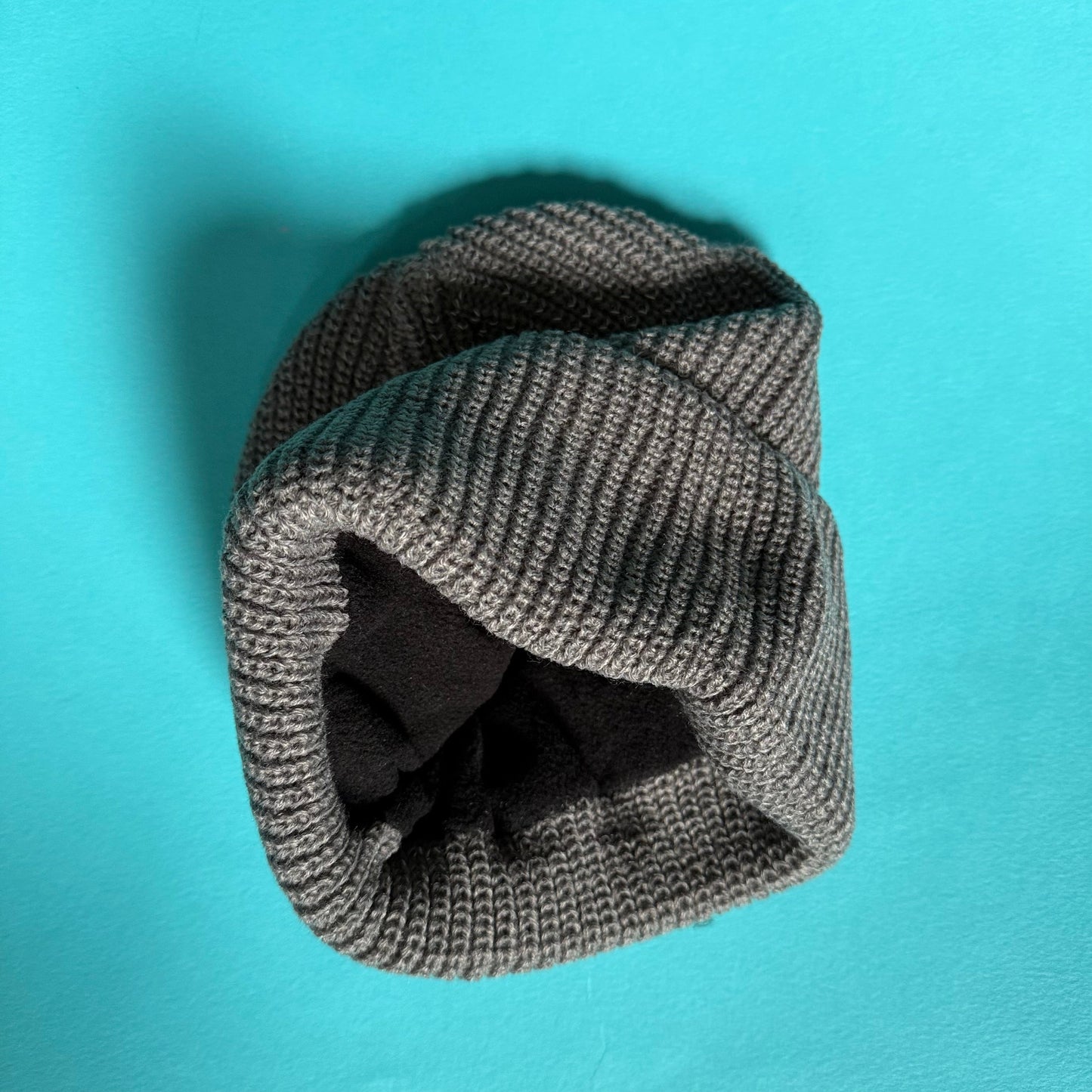 Gray beanie with reflective yarn