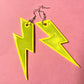 Yellow reflective bolt earrings high vis