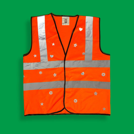 High vis vest with reflective stickers