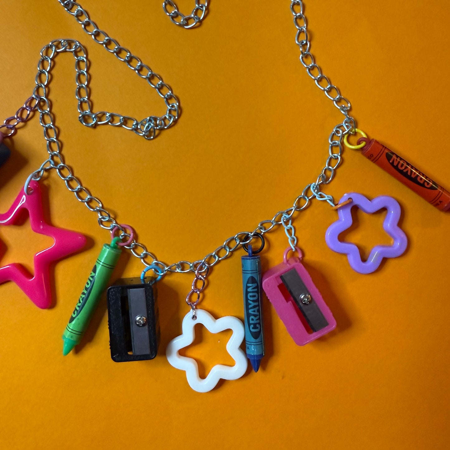 Pencil sharpener crayon charm necklace