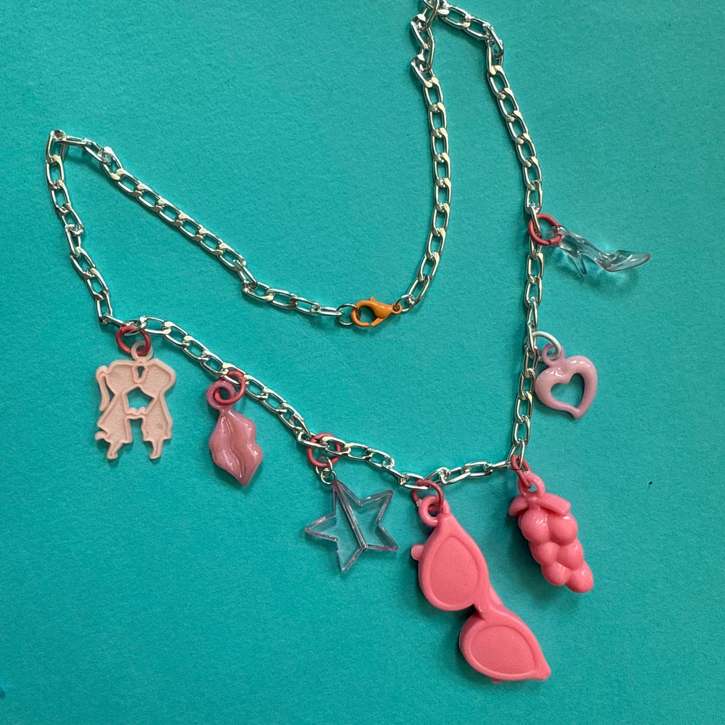 vintage charm necklace pink