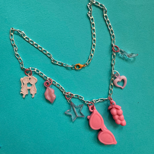 vintage charm necklace pink