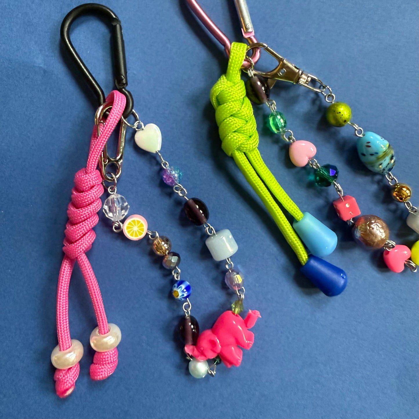 Bead and paracord keyring charm