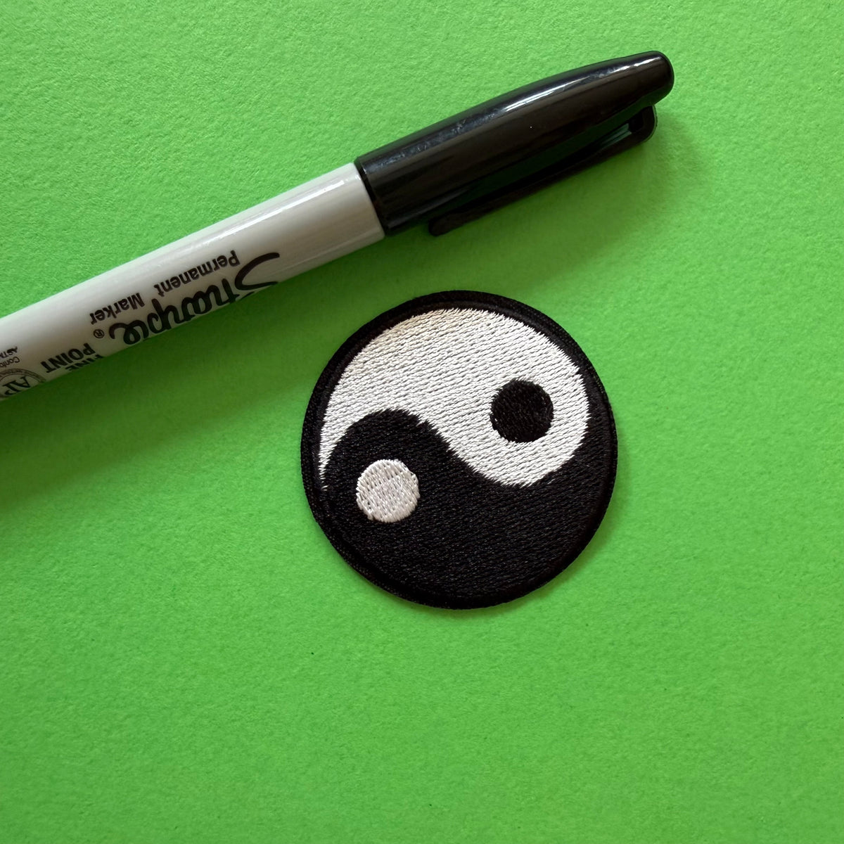 Black and white Yin Yang embroidered patch