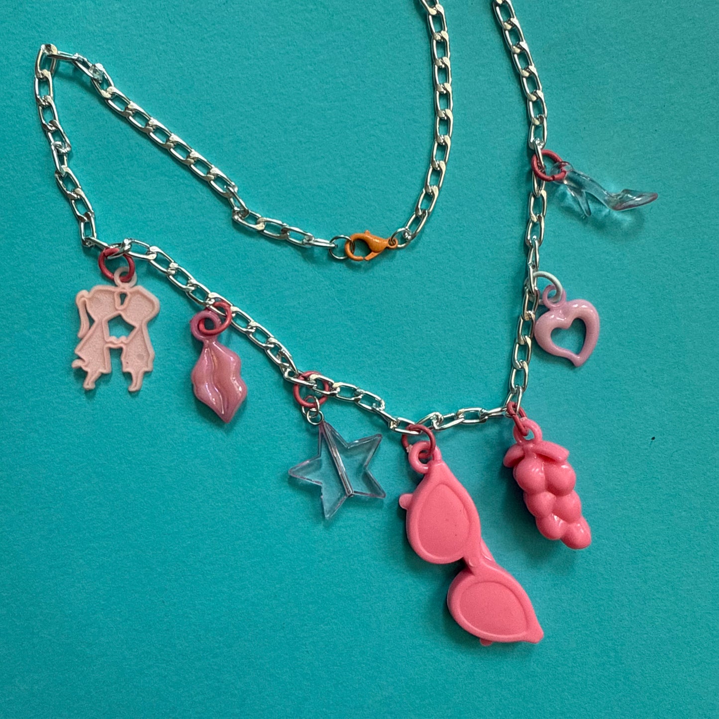 vintage charm necklace pink
