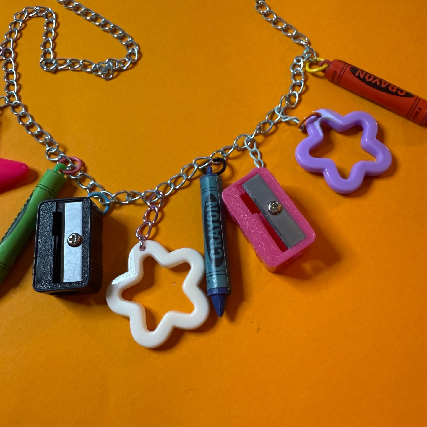 Pencil sharpener crayon charm necklace