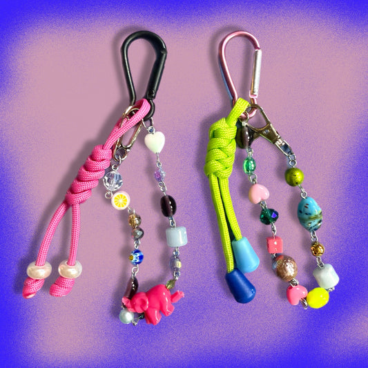 Bead and paracord keyring charm