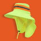 Neon yellow reflective rain and sun hat
