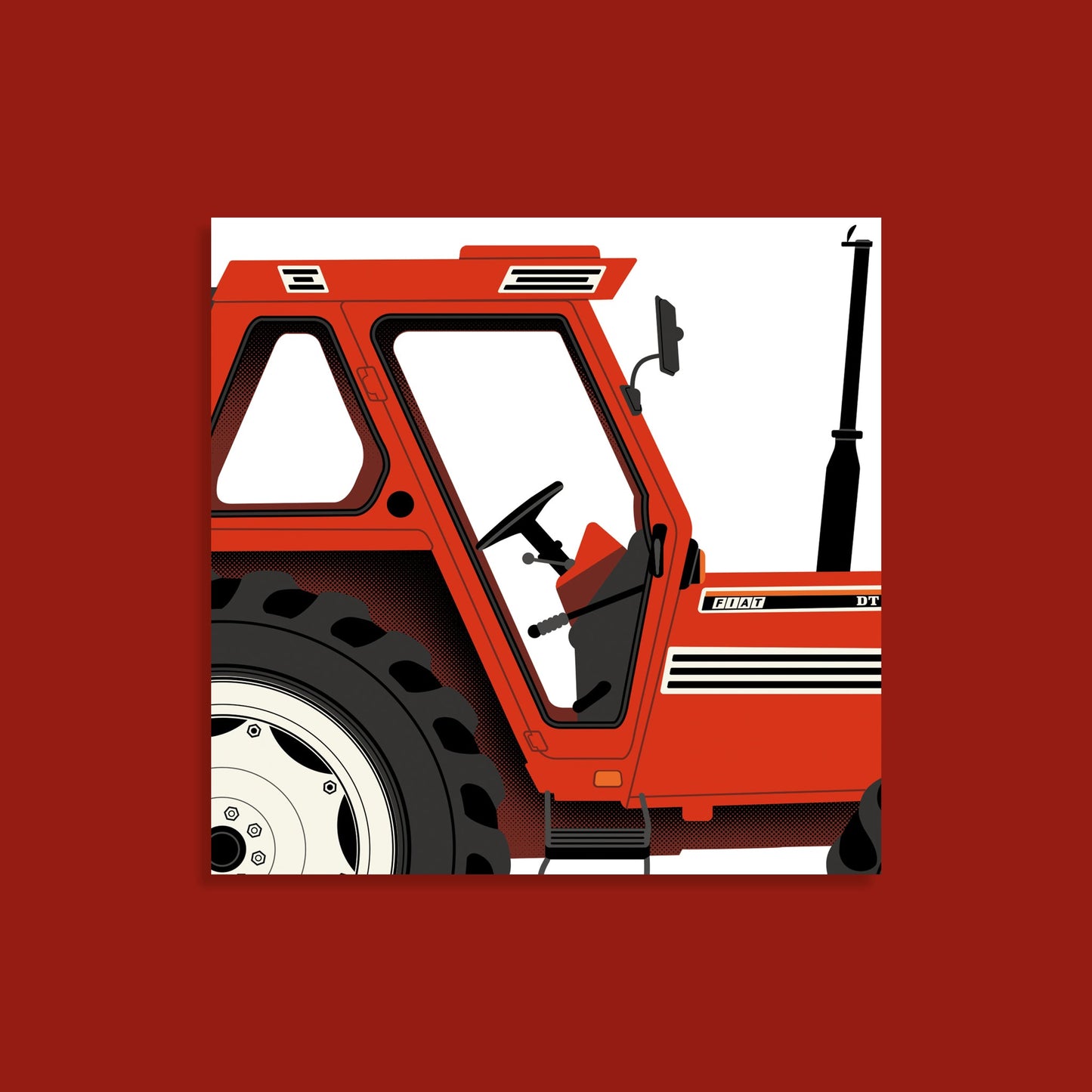 Fiat 110-90 Tractor Print red