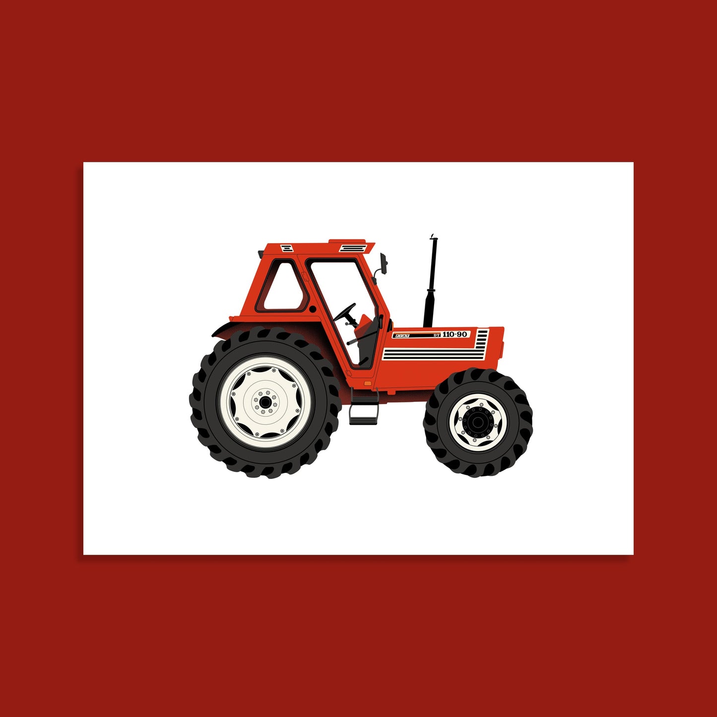 Fiat 110-90 Tractor Print red