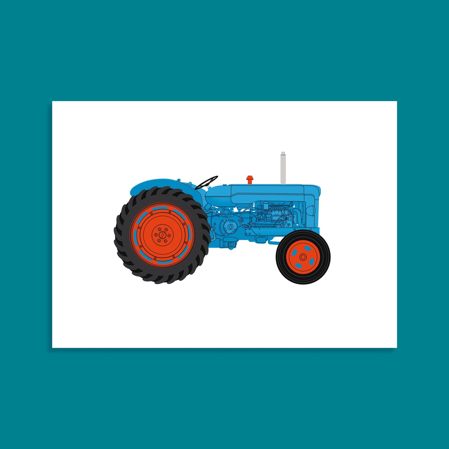 Fordson Major Tractor print blue