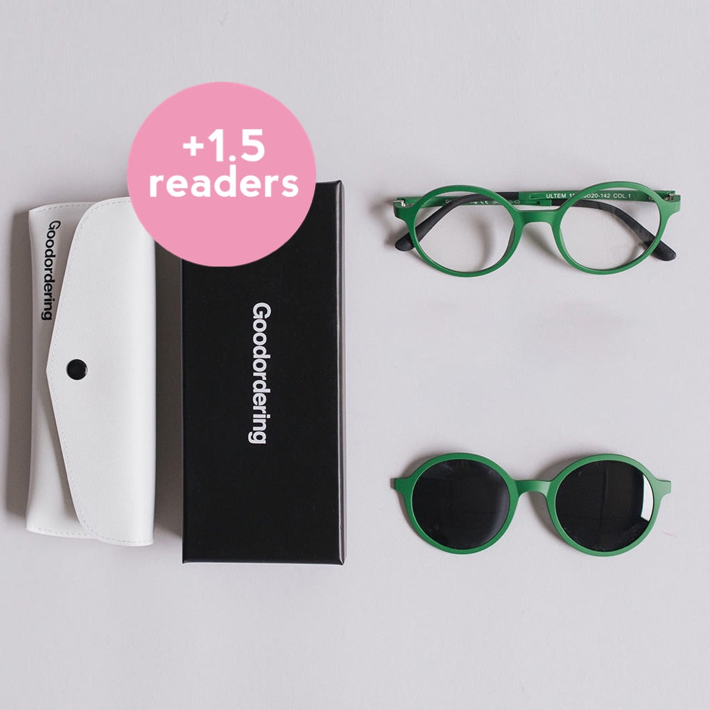 '+1.5 readers magnetic glasses green