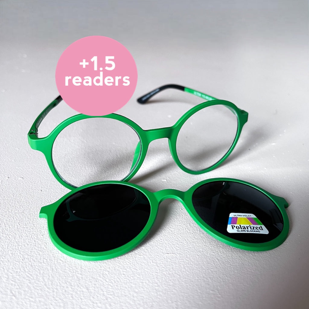 '+1.5 readers magnetic glasses green