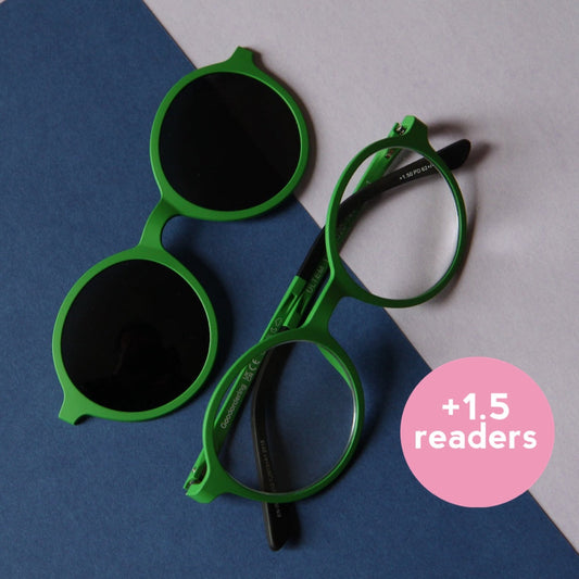 '+1.5 readers magnetic glasses green