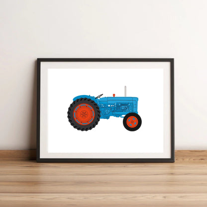 Fordson Major Tractor print blue