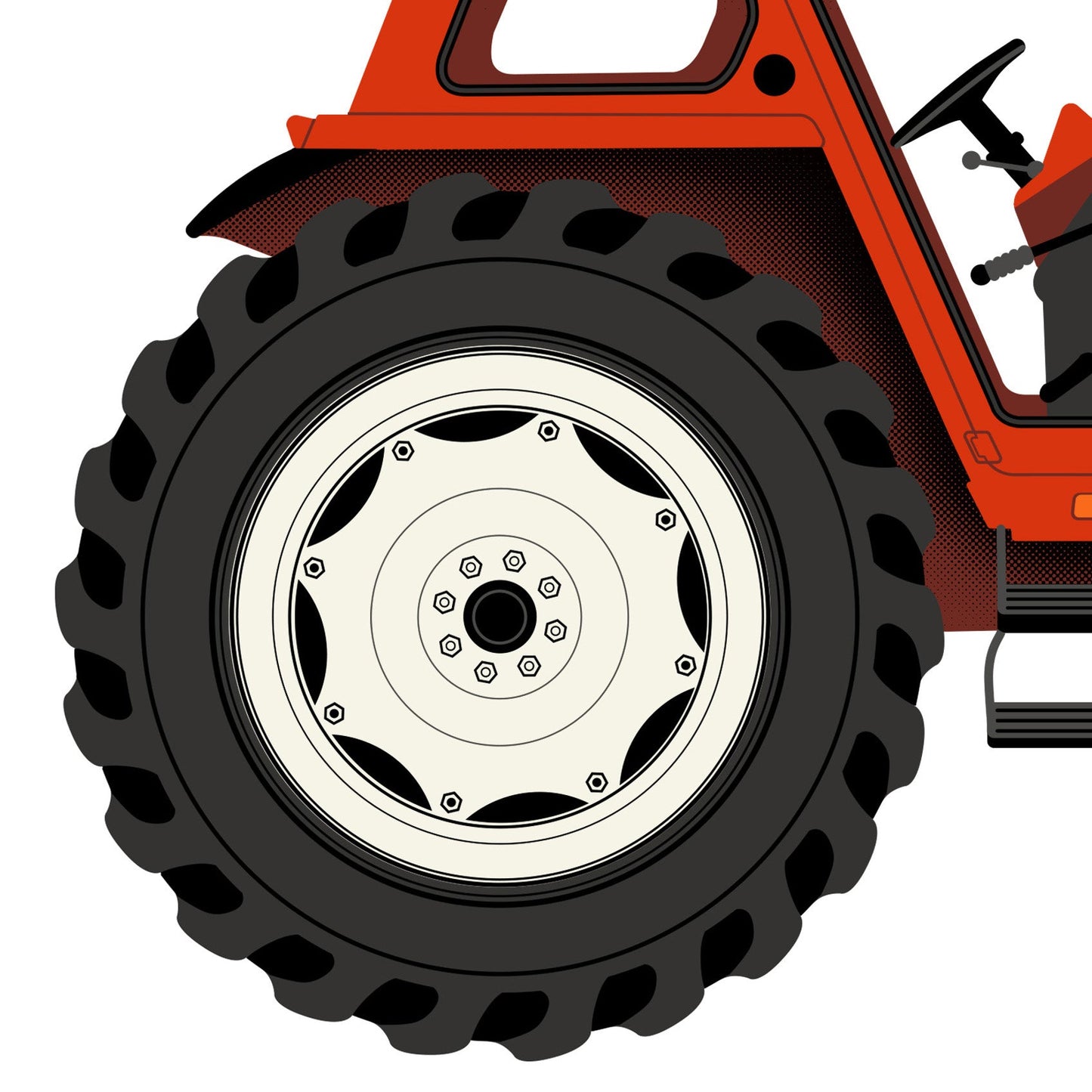 Fiat 110-90 Tractor Print red